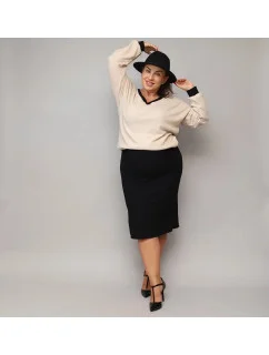 Béžovo-čierne šaty s pletenou blúzkou (682)