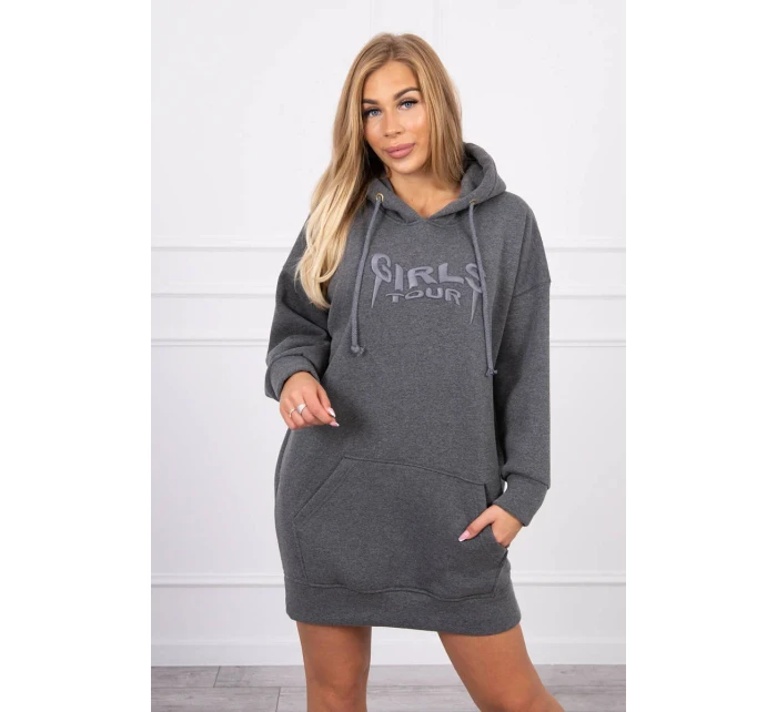 Zateplená mikina s model 18747364 nápisem oversize graphite - K-Fashion Zateplená mikina s model 18747364 nápisem oversize graphite - K-Fashion