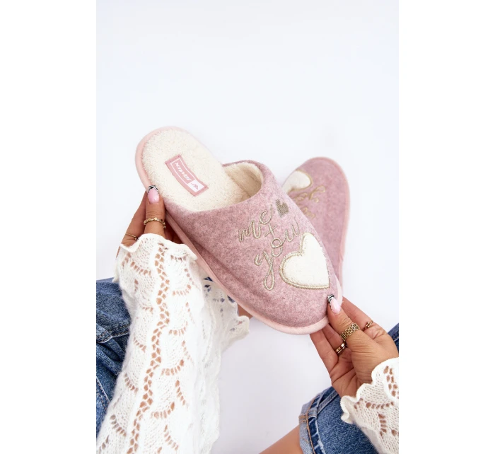 Damskie Klasyczne Kapcie Wsuwane Ocieplane Różowe Mabira