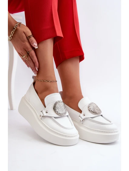 Kožené Mokasíny S Ozdobou Bílé model 21660952 - Zazoo
