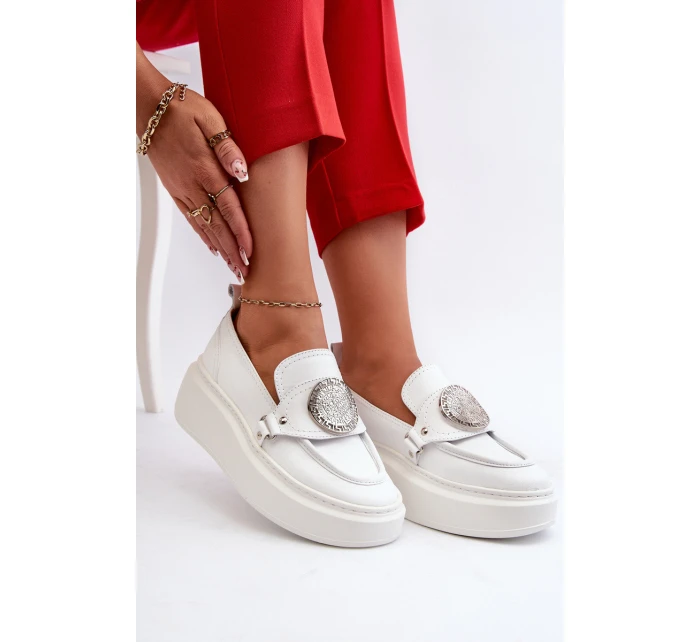 Kožené Mokasíny S Ozdobou Bílé model 21660952 - Zazoo