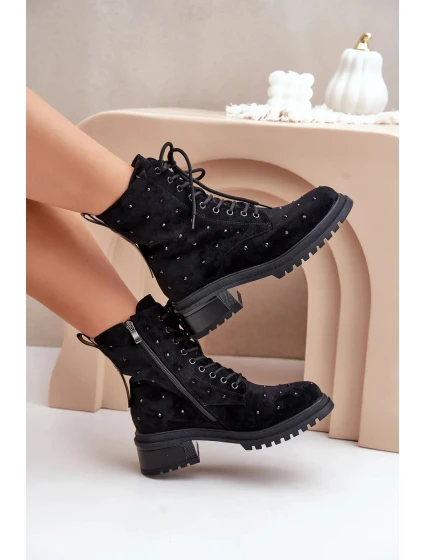 Dámske zdobené členkové topánky D&A MR880-017 Black Dámske zdobené členkové topánky D&A MR880-017 Black