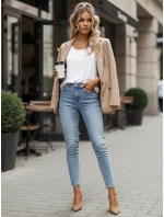 Jeansy damskie skinny z wysokim stanem niebieskie model 22007545 - FashionStreet
