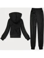 Čierno-biely dámsky teplákový komplet s ozdobnými pruhmi (KK0052)