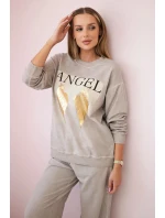 Bavlnená súprava Angel tepláky + nohavice béžová