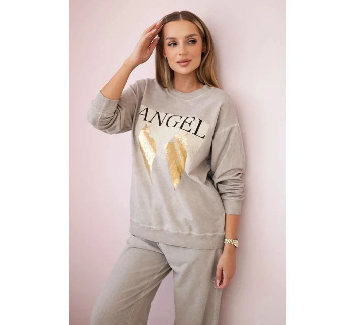 Bavlnená súprava Angel tepláky + nohavice béžová