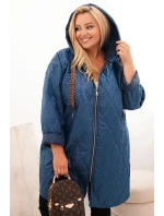 Dámska prešívaná bunda s kapucňou a džínsy HOPE Plus Size