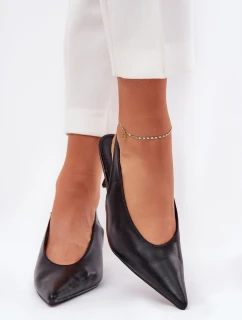 Szpilki Z Odkrytą Piętą Eko Skórzane Czarne Aricandia