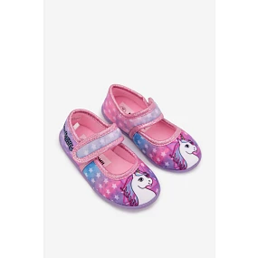 Baletné papuče Papuče pre dievčatá na suchý zips UNICORN Pink Silviera Baletné papuče Papuče pre dievčatá na suchý zips UNICORN Pink Silviera