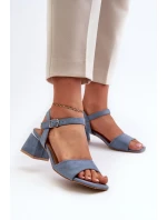 Dámske sandále na eko semišovom bloku, modré Leisha Dámske sandále na eko semišovom bloku, modré Leisha