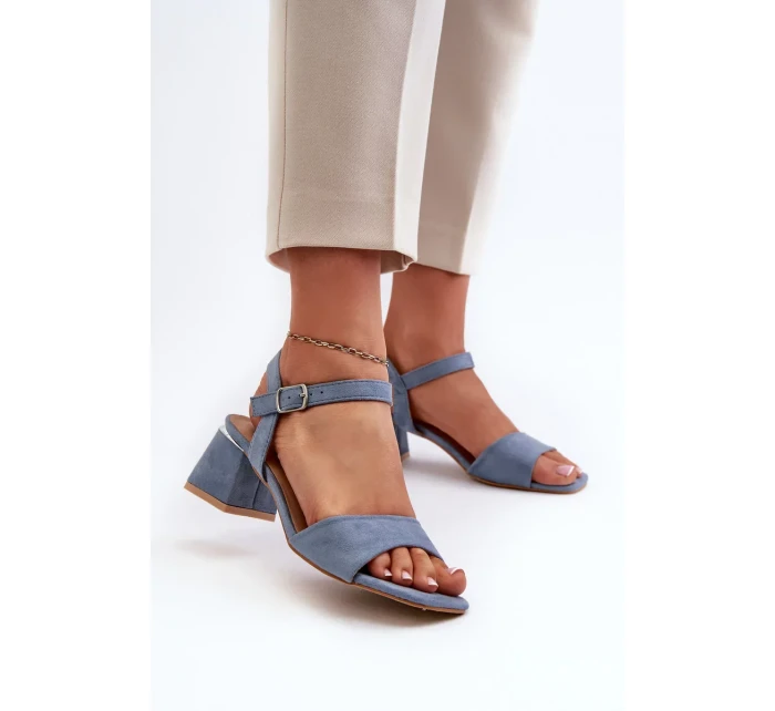 Dámske sandále na eko semišovom bloku, modré Leisha Dámske sandále na eko semišovom bloku, modré Leisha