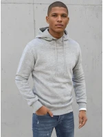 Pánská mikina s kapucí světle šedá model 21966689 - Dstreet