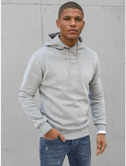 Pánská mikina s kapucí světle šedá model 21966689 - Dstreet