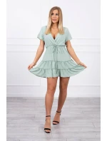 Šaty s obálkovým výstřihem tmavě mátové barvy Šaty s obálkovým výstřihem tmavě mátové barvy