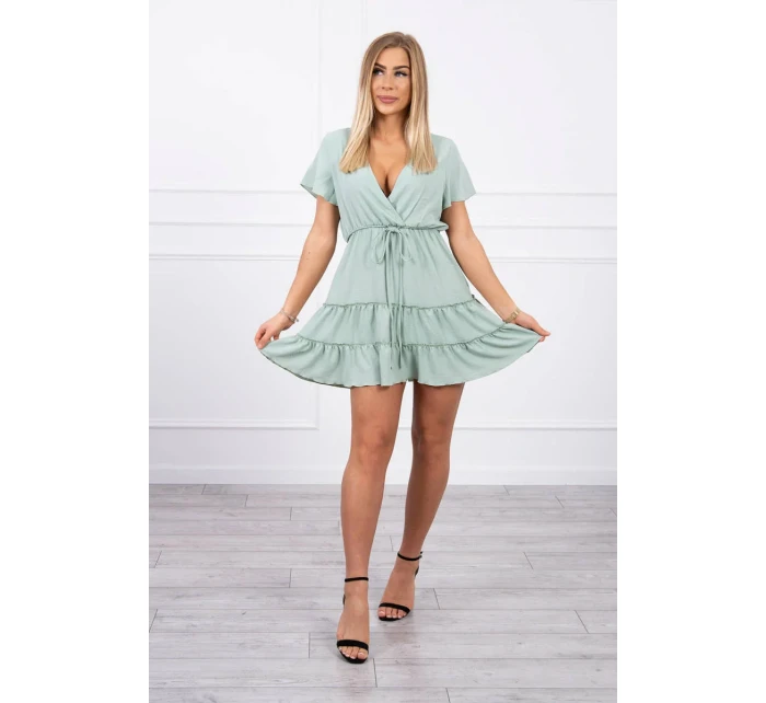 Šaty s obálkovým výstřihem tmavě mátové barvy Šaty s obálkovým výstřihem tmavě mátové barvy