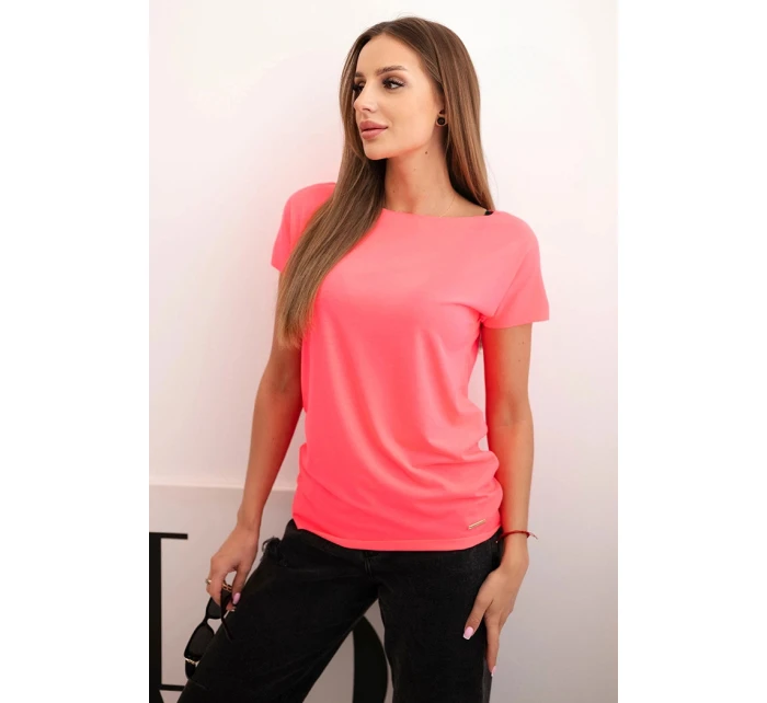 Dámská blůza s krátkým rukávem basic neon růžová