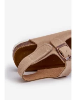 Dětské sandálky na korkové platformě se suchým zipem béžové model 21663958 - Boto Dětské sandálky na korkové platformě se suchým zipem béžové model 21663958 - Boto