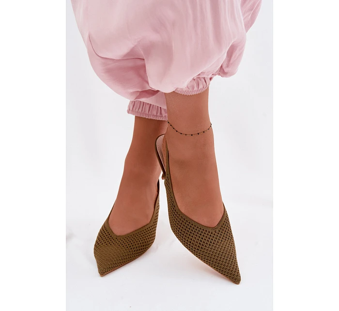 Dámské sandály z síťovaného materiálu na jehle Zelená Emiliana