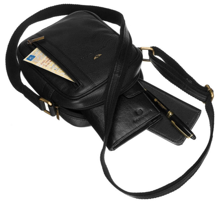 Pánske kabelky [DH] Kožená taška PTN 8023 NDM BLACK