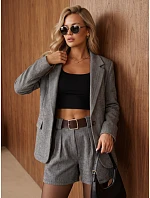 Dámská sako s kostkovaným vzorem, tmavě modré, FashionStreet PY0156 Dámská sako s kostkovaným vzorem, tmavě modré, FashionStreet PY0156