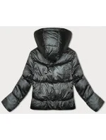 Krátka zimná bunda z peria v army farbe (B8193-11) Krátka zimná bunda z peria v army farbe (B8193-11)