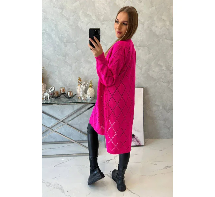 Svetr s geometrickým vzorem růžový neon Svetr s geometrickým vzorem růžový neon