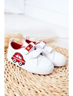 Dziecięce Trampki Na Rzepy Biało-Czerwone Taxi Dziecięce Trampki Na Rzepy Biało-Czerwone Taxi