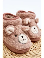 Dětské teplé pantofle s medvídkem Růžové model 21641189 - Boto