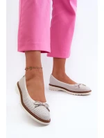 Ażurowe Baleriny Damskie Ze Skóry Naturalnej Maciejka P6509-11 Białe