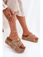 Klapki Damskie Na Masywnej Platformie Z Plecionką I Klamrami Multikolor Eradriana Klapki Damskie Na Masywnej Platformie Z Plecionką I Klamrami Multikolor Eradriana