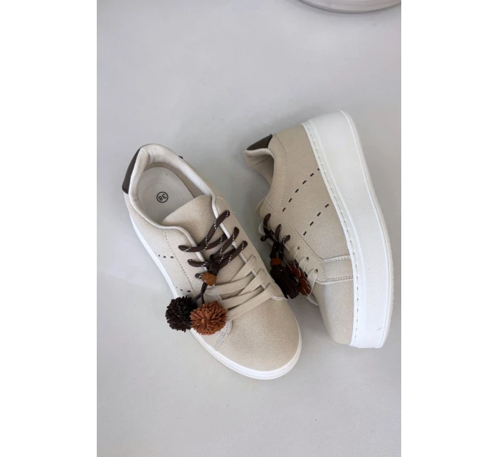 Dámské tenisky na platformě s ozdobnými béžové model 21919545 - Boto