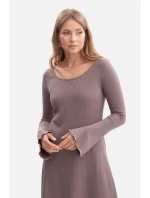 B308 Rebrované midi šaty - kakaové B308 Rebrované midi šaty - kakaové