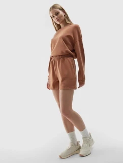 Dámské teplákové šortky s přídavkem model 20437295  hnědé - 4F