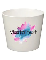 Bílý keramický květináč s akvarelovým otiskem - velký