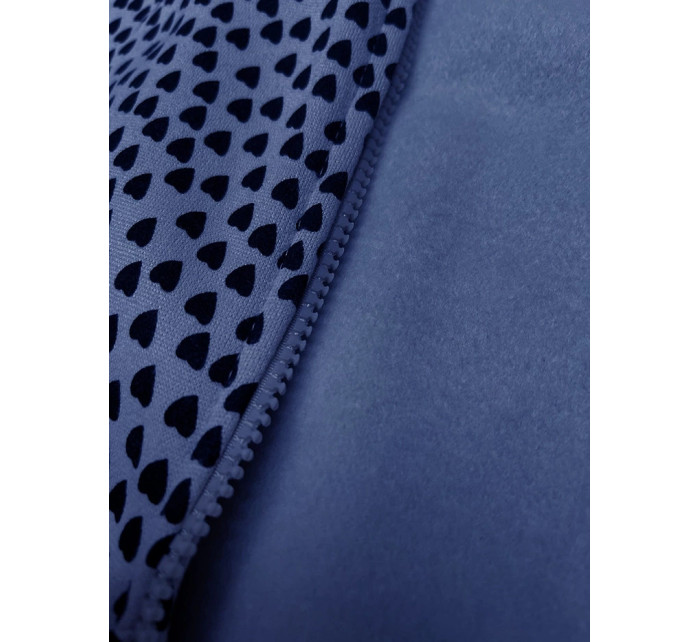 Modrá dámska mikina na zips so srdiečkovým vzorom (2315)