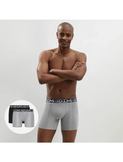Pánske športové boxerky 2 ks DIM 3D FLEX AIR LONG BOXER 2x - DIM - šedá