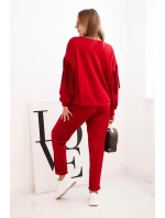 Dámska maslová súprava s lemovaním na rukávoch bordová