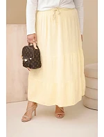 Dámská sukně plus size z  s volánem a gumou žlutá model 22141112 - K-Fashion