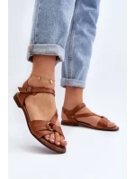 Zazoo 40182 Skórzane Sandały Damskie Brązowe