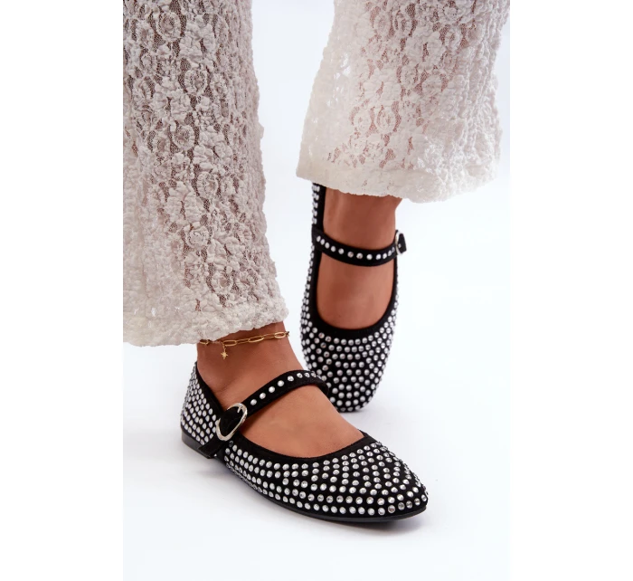 Eko Semišové Baletky S Ozdobami z Černé model 21666798 - Boto Eko Semišové Baletky S Ozdobami z Černé model 21666798 - Boto