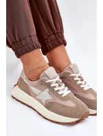Dámské Sportovní Boty Z Semiše Na Platformě model 21686699 Béžové - VINCEZA