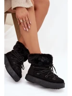 Sněhule s kožíškem a šněrováním Černé Sarivie Sněhule s kožíškem a šněrováním Černé Sarivie