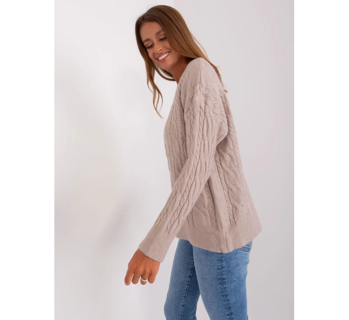 Sweter AT SW model 18884796 beżowy - FPrice Sweter AT SW model 18884796 beżowy - FPrice