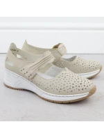 Skórzane na beżowe model 22033926 - Rieker Skórzane na beżowe model 22033926 - Rieker