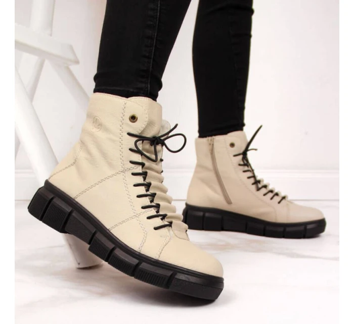 Rieker W X3428 béžové zateplené topánky