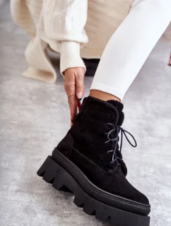 Semišové teplé šněrovací boty Černe model 21598766 - Boto