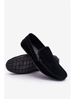 Męskie Klasyczne Zamszowe Mokasyny Czarne Felixo