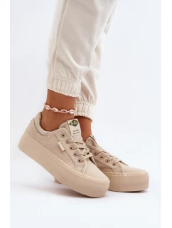 Trampki Damskie Na Platformie Lee Cooper LCW-24-31-2181 Beżowe