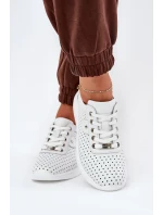 Damskie Skórzane Buty Sportowe Vinceza 79532 Białe