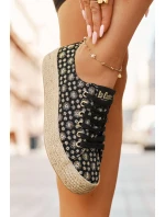 Wzorzyste Trampki Damskie Na Platformie Z Plecionką Lee Cooper LCW-25-08-3647L Czarne